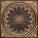 From Plain To Beautiful In Hours 238 Rose Window PVC 2' x 2' Lay-in or Glue-up Ceiling Tile, Pack of 50, Antique Gold, 50 Piece