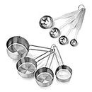 INKULTURE Stainless_Steel Measuring Cups & Spoon Combo for Dry or Liquid/Kitchen Gadgets for Cooking & Baking Cakes/Measuring Cup Set Combo with Handles (Set of 4 Cups & 4 Spoons)