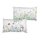 Kunoli 2 Pack Rectangle Outdoor Cushion Covers, 30 X 50 cm Flower Throw Pillow Covers, Small Decorative Pillowcase for Sofa, Couch, Bedroom, Living Room, Garden