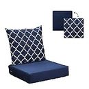 ANONER Outdoor Cushions Set for Patio Furniture 24x24x5 Replacement Deep Seat Patio Chair Cushions with Reversible Cover, Navy Blue