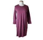 Gudrun Sjoden  T-Shirt Dress Size L Dusty Pink Mauve Stripe Organic Cotton Knit