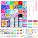auroray Hair Accessories for Girl, 1543 Pcs Elastic Hair Rubber Bands Set 20 Colors Elastic Hair Ties with Organizer Box Cotton Baby Hair Ties, Hair Tail Tools, Rat Tail Comb, Butterfly Hair Clips