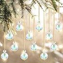 UXORSN 12 PCS Christmas Tree Crystal Ball Ornaments Prism Balls 22 mm Crystal Suncatcher Window Decorations Glass Hanging Chandelier Drops Pendant for Feng Shui Xmas Party Wedding Home Decor