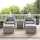 DEVOKO 5 Pieces Patio Furniture Set Outdoor Sofa and Ottoman Set with Cushions & Center Table, HDPE Wicker Rattan for Lawn Pool Balcony Backyard.(Silver and Grey Color)