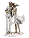 Dekofigur Paar mit Herz | Liebespaar Figur Skulptur gold silber | 25x13 cm