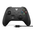 Xbox Core Wireless Gaming Controller + USB-C® Cable – Carbon Black – Xbox Series X|S, Xbox One, Windows PC, Android, and iOS - Controller + USB C Cable Edition