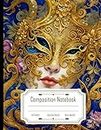Composition Notebook College Ruled: Spirit of the Venetian Mask, Fornasetti Variazioni Inspired, 8.5x11 Inch, 120 Pages
