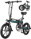 Gotrax EBE1 16" Folding Electric Bike, Max Range 40KM(Pedal-assist1), 25km/h by Peak 500W, Rear Suspension & Dual Fenders, Commute Electric Bicycle with Adjustable Handlebar & Seat for Adult/Teens