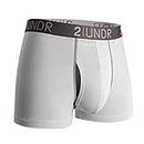2UNDR Swing Shift 3" Boxer Trunk Underwear (White/Grey, X-Large)