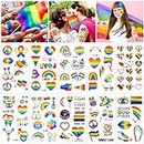 Qpout 20 Sheets Pride Tattoos, Pride Face Tattoos, Gay Pride Temporary Tattoos, LGBT Tattoos Stickers, Pride Day Temporary Tattoos, Rainbow Flag Hearts Temporary Tattoos for Kids Adults Men Women