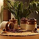 Lyallpur Stores Ceramic Jar, Multipurpose Storage Container, Set Of 4 Achar Barni 200Ml Handmade Ceramic Pickle Jar Set With Lid, Cookie Jar, Dining Table & Kitchen Storage - Brown