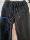 Scrubstar Scrub Pants Womens Black Polyester With Blue Blend Medical Size S
