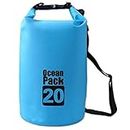 Delzon 20 Liter Ocean Pack Waterproof Dry Bag, Heavy-Duty PVC, Storage Bag Organizer for Kayaking Floating Backpack for Water Sports, Fishing, Boating Beach Rafting- Multicolor