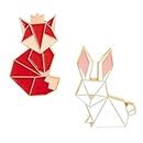FURE Geometric Fox & Rabbit Multicolour Enamel Pin Brooch Set for Men & Women