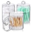 Dawwoti 3 PCS Cotton Swab Holder, Qtip Holder Dispenser Containers Organizer with Lids, Acrylic Apothecary Jars Beauty Organizer for Bathroom Cotton Pad