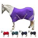 Majestic Ally Anti Pill Fleece Horse Blanket/Sheet with Silver Braided Rope (Purple, 78)