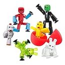 Zing Stikbot Easter 6 Pack Blind Pack, Set of 6 Mystery Color Stikbot Collectable Action Figures, Includes 2 Stikbots, 2 Bunnies, and 2 Chickens, Create Stop Motion Animation