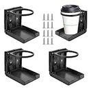 PERFETSELL 3 PCS Folding Cup Drink Holder Universal Automotive Car Cup Holders for Drinks, Car Drink Holder Stand Foldable Drinking Cup Holder with Screw for Boat Car Marine Truck Caravan (Black)