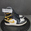 Jordan 1 Mid Pollen Shoes Toddler Sz 12 Black White Yellow Trainers Sneakers