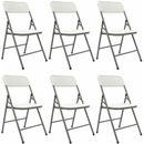 6 Folding Chairs up to 150 kg Garden Seat Balcony Furniture Weatherproof Plastic - weiss
