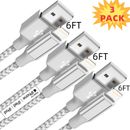 3-PACK 6FT USB Data Fast Charger Cable For Apple iPhone 5 6 7 8 X 11 12 13 MAX