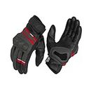 Rynox Air GT SP Gloves – CE Certified Cuff Length Motorcycle Riding Leather Gloves | Impact Protection | Scaphoid Protection | Abrasion Resistance - Grey Red, XL