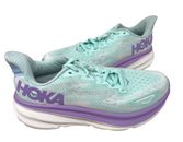 Hoka Women's Clifton 9 Sunlit Ocean / Lilac Mist Lace Up Sneakers Size:8 80E