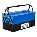KHADIJA Metal Five Compartment Double Handle Big Storage Professional Tool Box (BLACK BLUE)