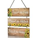 3 in 1 Wooden Hanging Sign 30cm Large Kitchen Signs Wall Decor with Rope for Home Decoration Rustic Door Sunflowers Plaque Accessory Gift