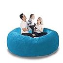 SOXOCE Bean Bag Chair Cover(it was only a Cover, not a Full Bean Bag) Chair Cushion, Big Round Soft Fluffy PV Velvet Sofa Bed Cover, Living Room Furniture, Lazy Sofa Bed Cover,6ft Sky Blue
