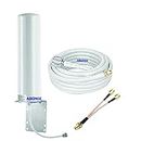 ABONIX Omni External Antenna 12 dBi with Splitter Cable SMA Female to Dual SMA Male and LMR 300 Cable 15 Meters Cable (for TP-Link Routers)