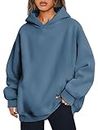 Trendy Queen Women's Oversized Hoodies Fleece Hooded Sweatshirts Comfy Casual Pullover Loose Lightweight Fall Winter Clothes, Blue, Large