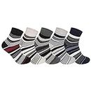 Supersox Men's Striped Compact Combed Cotton Ankle Length Office Wear Socks (Multicolour, Free Size) - Pack of 5