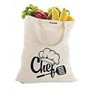 MAGIOO Cotton Reusable Vegetable Bag/Grocery Bag/Carry Bag/Shopping BagDesigner 100% Organic Cotton Tote Bag for Traveling & Daily Use | Gifts for Women (chef)