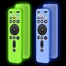 WQNIDE [2 Pack] Protective Cover for VIZIO XRT260 Smart TV Remote 2021, Vizio Xrt260 V-Series 4K Voice Remote Case Shockproof Anti Slip Silicone Sleeve with Lanyards(Glow Blue+Glow Green)