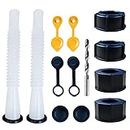 Gas Can Spout Replacement,Gas Can Nozzle,(2 Kit-White) with 4 Screw Collar Caps(2 Coarse Thread &2 Fine Thread-Fits Most of The Cans) with Gas Can Vent Caps, Thick Rubber pad, Spout Cover, Base Caps