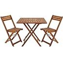 CASARIA® Ensemble de Jardin en Bois d'acacia Set 1 Table et 2 chaises Pliables pour extérieur terrasse Balcon