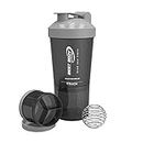 Best Body Nutrition Shaker à protéines - US Bouteille - Noir/Argent - 600 ml - Shaker à protéines - sans BPA