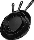 Utopia Kitchen - Pre Seasoned Cast Iron Skillet (Set of 3 Pcs) - 6 inches 8 inches and 10 inches
