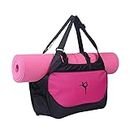 Labstandard Grand sac de yoga pour femme avec poche humide et compartiment à chaussures, sac de pilates avec sangle élastique, sac de sport multifonctionnel et réglable (rose rouge)