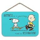 Peanuts Charlie Brown and Snoopy Happiness is a Journey Hanging Wood Wall Decor - Cute Snoopy Sign for Home, Office or Classroom