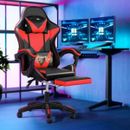 Gaming Chair with Footrest and Massage Pillow Black&Red