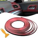 Car Interior Trim Strips-16.4ft/5M Universal Car Decor Gap Fillers Automobile Moulding Line Decorative Accessories DIY Flexible Strip Garnish Accessory with Installing Tool (Red)