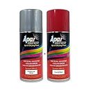 APAR Touch Up Spray Paint SILVER-225 ml and CANDY CHERRY RED - 225 ml, For Cars, Bikes, E-Rickshaw, Metal, wood, plastics parts