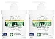 Advanced Clinicals Collagen Cream Moisturizer Body Lotion & Face Cream | Dry Skin Rescue Collagen Lotion | Skin Tightening Cream | Skin Firming + Tightening Lotion | Body Skin Care Products, 2-Pack