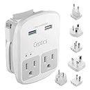 Ceptics World Travel Adapter Kit - 2 USB + 2 US Outlets, Surge Protection, Plug for Europe, UK, China, Australia, Japan - Perfect for Laptop, Cell Phones (Does Not Convert Voltage) (WPS-2B+)
