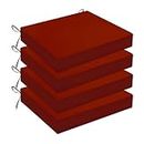 Wellsin Outdoor Chair Cushions for Patio Furniture - Patio Chair Cushions Set of 4 - Waterproof Square Corner Outdoor Seat Cushions 18.5"X16"X3", Brick Red