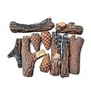 Stanbroil Ceramic Wood Set of Fireplace Logs for All Types of Ventless, Gel, Ethanol, Electric,Gas Inserts, Propane, Indoor or Outdoor Fireplaces & Fire Pits - Small 10 Piece Set