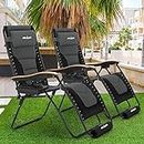 UDPATIO Zero Gravity Chair Set of 2 XL 30In Oversized Outdoor Anti Gravity Chairs Patio Lounge Folding Adjustable Chair with Cup Holder Foot Pad & Padded Headrest, Support 500lbs