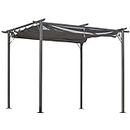 Outsunny 3 x 3(m) Metal Pergola with Retractable Roof, Garden Gazebo Metal Pergola Canopy. Outdoor Sun Shade Shelter for Party BBQ, Grey